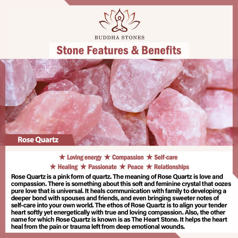 Buddha Stones "All the Best for Love and Harmony" Stone Quartz Bracelet Includes Gift Message Card