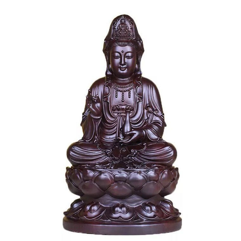 Buddha Stones Avalokitesvara Ebony Lotus Harmony Blessing Home Decoration