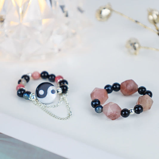 Buddha Stones Yin Yang Symbol Balance Luck Ring