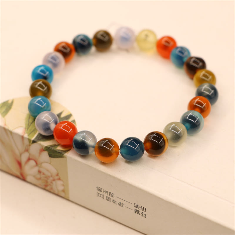 Buddha Stones Colorful Candy Agate Healing Strength Bead Bracelet