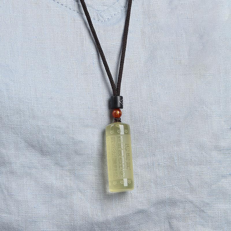 Buddha Stones Heart Sutra Citrine Happiness Strength Necklace Pendant