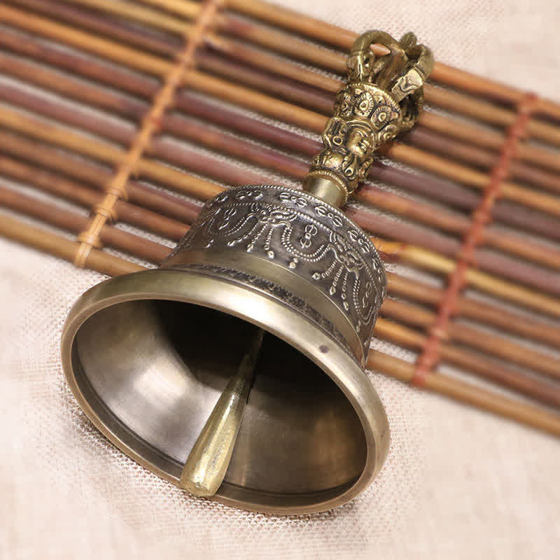 Buddha Stones Tibetan Meditation Bell and Vajra Dorje Copper Enlightenment Decoration Set