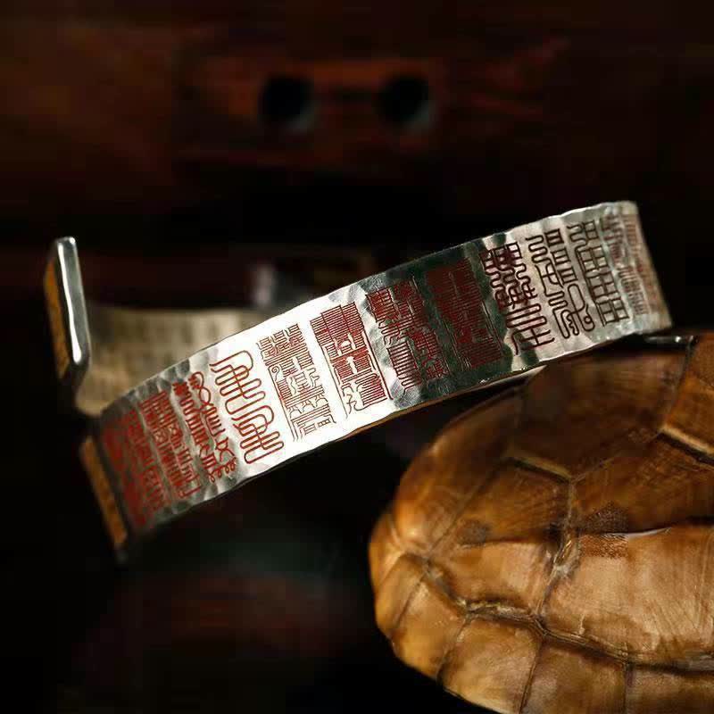Buddha Stones Letters Copper Balance Healing Cuff Bracelet Bangle