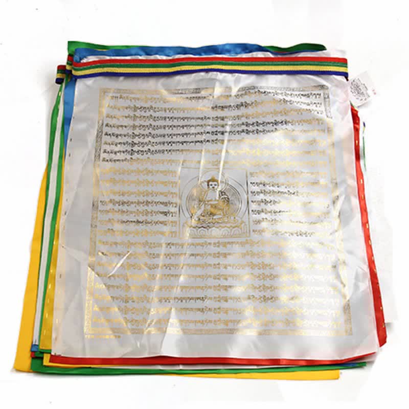 Buddha Stones Tibetan 5 Colors Windhorse Buddha Scriptures Auspicious Outdoor Prayer Flag