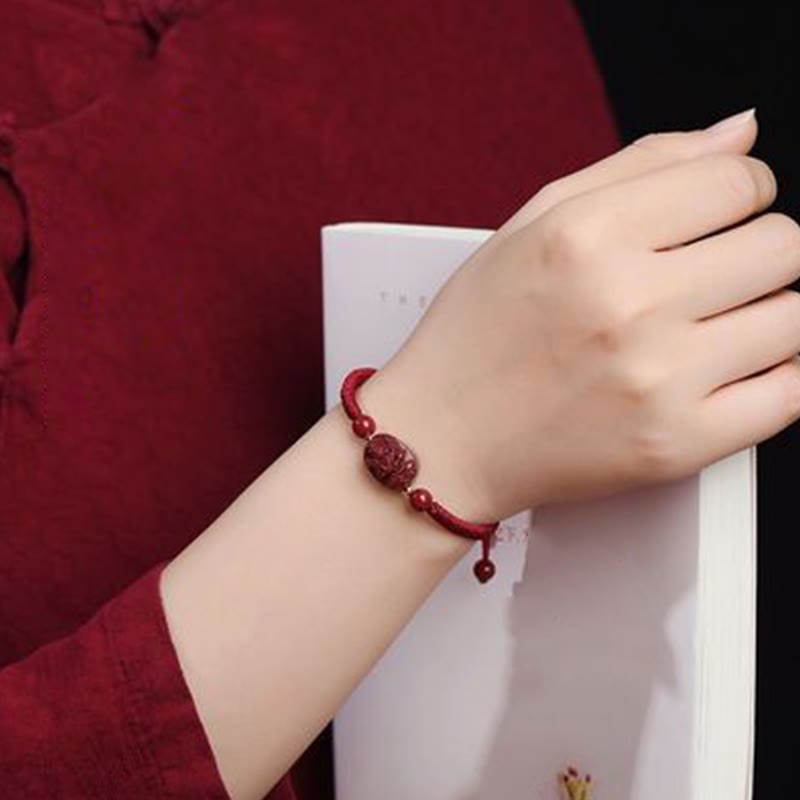 Buddha Stones Chinese Zodiac Natal Buddha Cinnabar Keep Away Evil Spirits Rope Bracelet (Extra 30% Off | USE CODE: FS30)