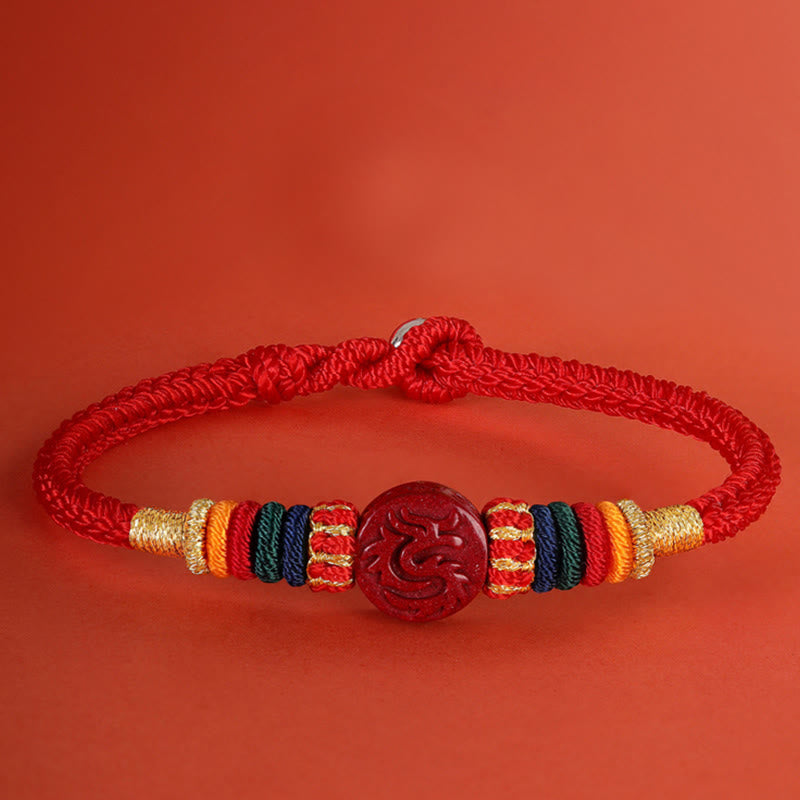 Buddha Stones Year of the Dragon 925 Sterling Silver Chinese Zodiac Cinnabar Auspicious Matches Blessing Bracelet (Extra 30% Off | USE CODE: FS30)