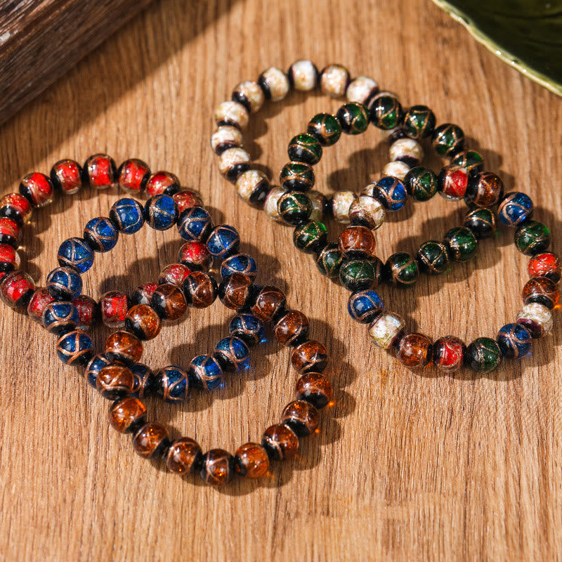 Buddha Stones Tibetan Classic Liuli Glass Bead Luck Wealth Bracelet (Extra 30% Off | USE CODE: FS30)