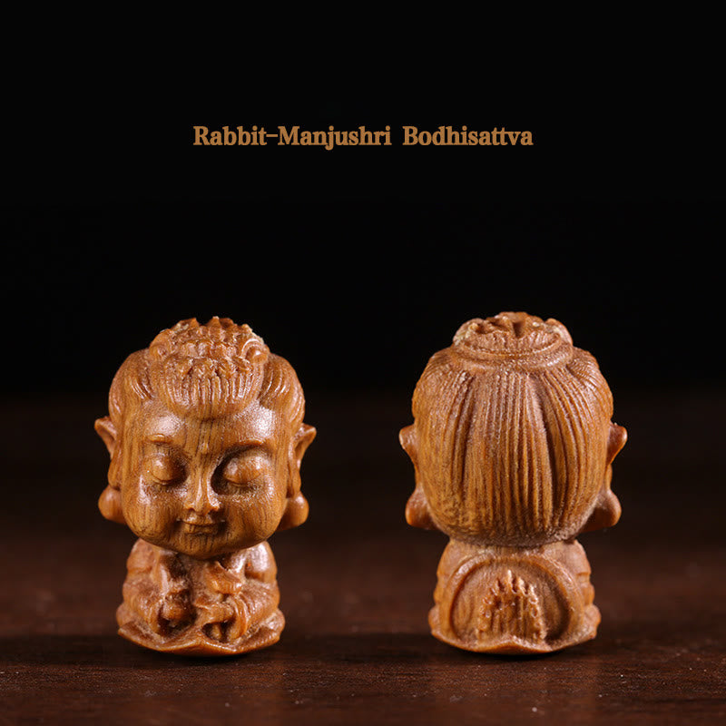 Buddha Stones Chinese Zodiac Natal Buddha Green Sandalwood Lotus Engraved Positive Home Decoration