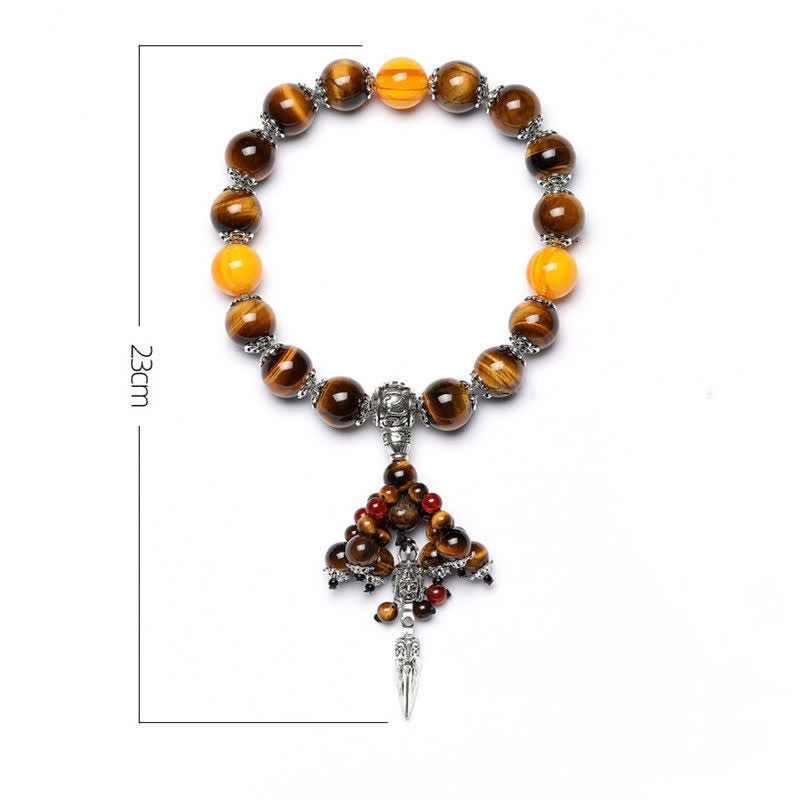 Buddha Stones Natural Tiger Eye Red Agate Dragon Vein Agate Stone Vajra Dorje Power Healing Bracelet Car Decoration