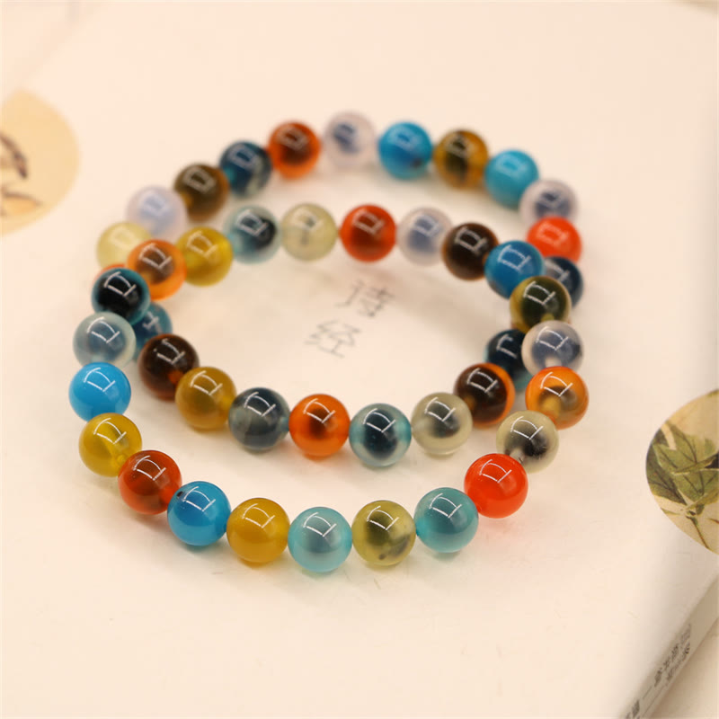 Buddha Stones Colorful Candy Agate Healing Strength Bead Bracelet