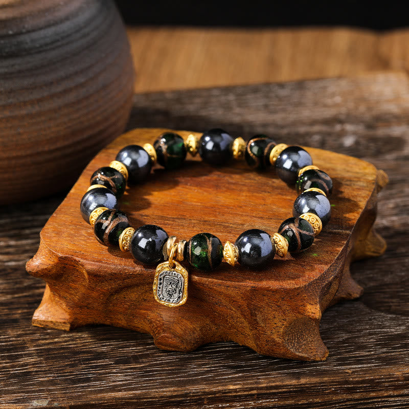 Buddha Stones Tibetan Zakiram Goddess of Wealth Liuli Glass Incense Ash Porcelain Bead Luck Bracelet (Extra 30% Off | USE CODE: FS30)