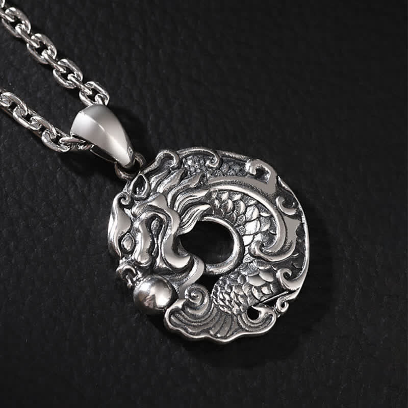 Buddha Stones Koi Fish Dragon Peace Buckle Wealth Necklace Pendant