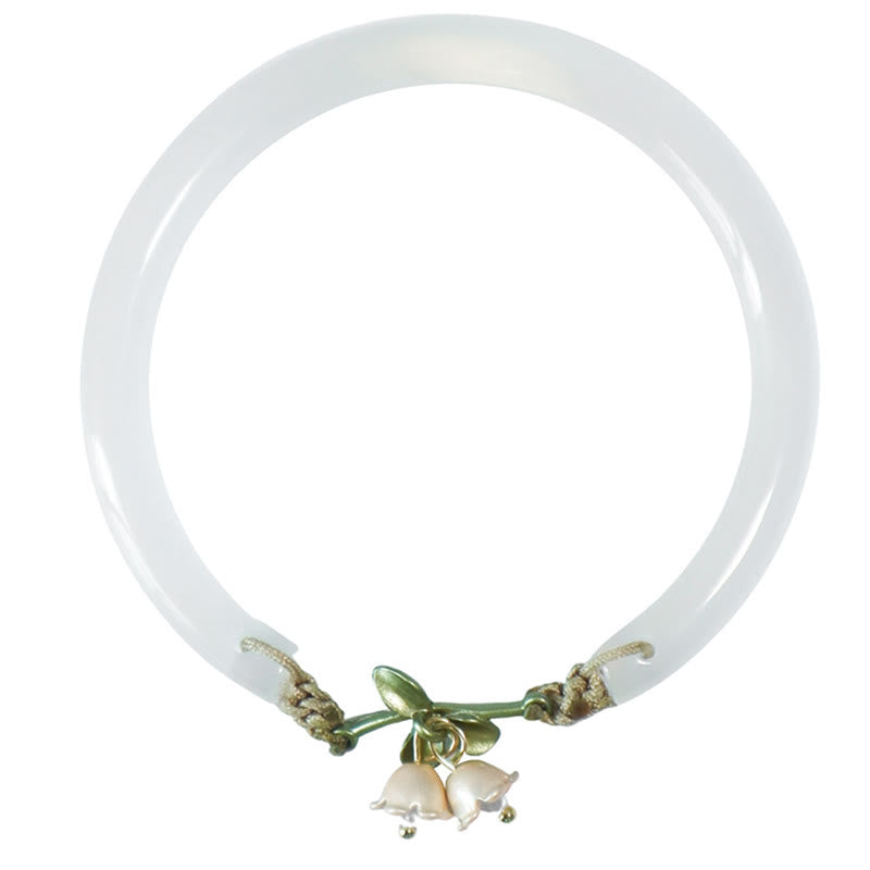 Buddha Stones Lily of the Valley Flower Happiness Strength Bracelet Bangle