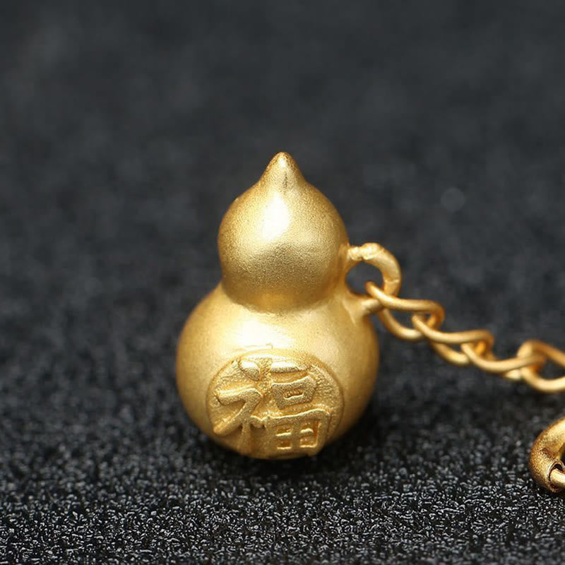 Buddha Stones Round Jade Peace Buckle Gourd Fu Character Auspicious Prosperity Chain Bracelet