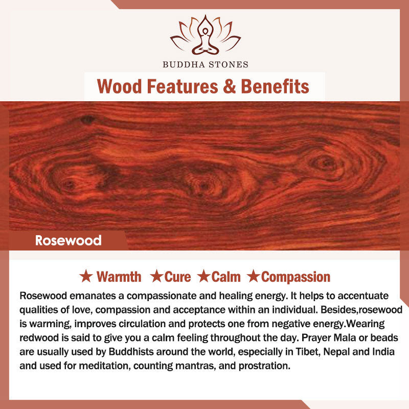 Buddha Stones Tibetan Rosewood Heart Sutra Engraved Cure Bracelet