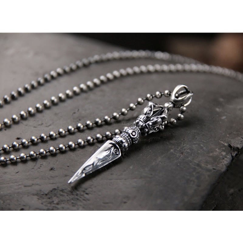 Buddha Stones 925 Sterling Silver Dorje Vajra Enlightenment Necklace Chain Pendant