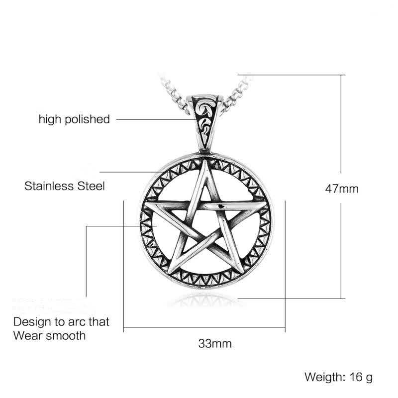 Buddha Stones Pentagram Titanium Steel Balance Necklace Pendant