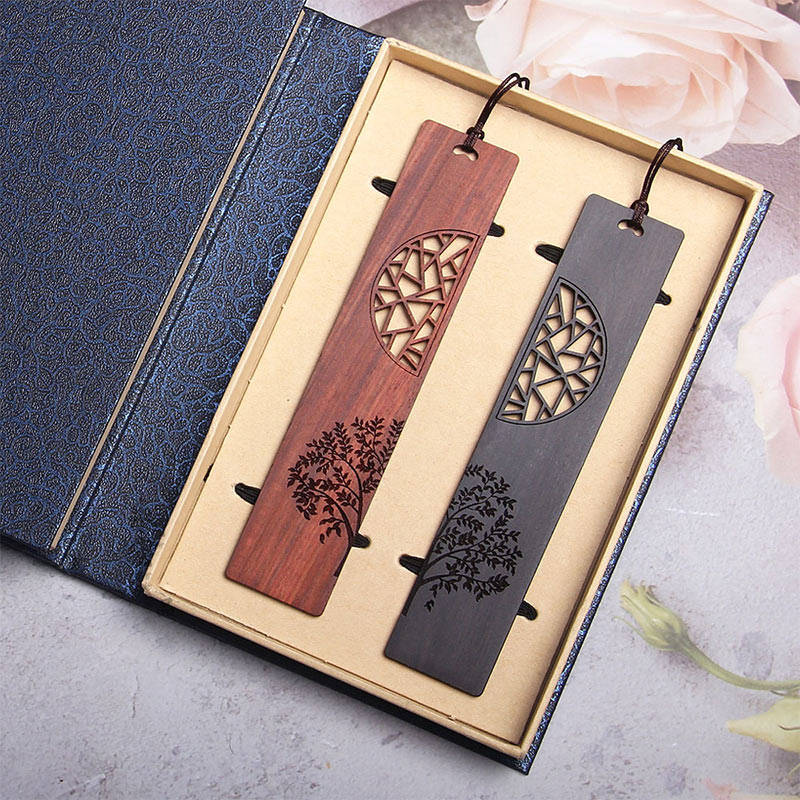 Buddha Stones The Tree of Life Ebony Wood Small Leaf Red Sandalwood Bookmarks With Gift Box (Extra 30% Off | USE CODE: FS30)