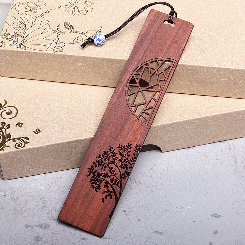 Buddha Stones The Tree of Life Ebony Wood Small Leaf Red Sandalwood Bookmarks With Gift Box (Extra 30% Off | USE CODE: FS30)