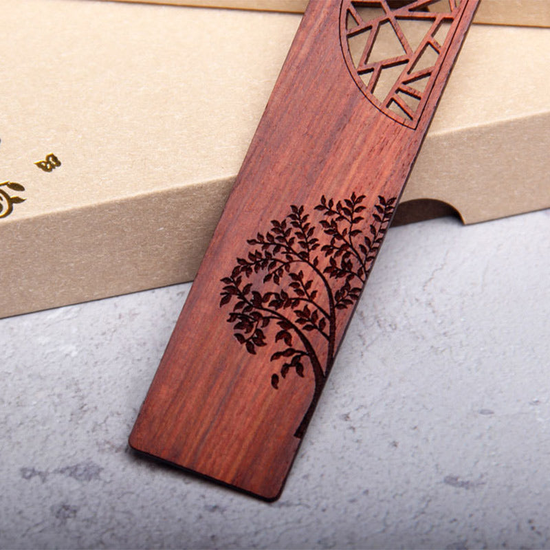Buddha Stones The Tree of Life Ebony Wood Small Leaf Red Sandalwood Bookmarks With Gift Box (Extra 30% Off | USE CODE: FS30)