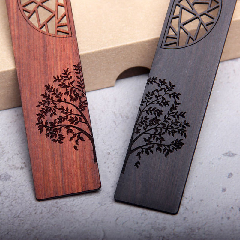 Buddha Stones The Tree of Life Ebony Wood Small Leaf Red Sandalwood Bookmarks With Gift Box (Extra 30% Off | USE CODE: FS30)