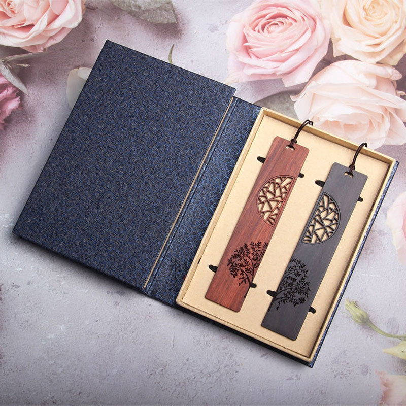 Buddha Stones The Tree of Life Ebony Wood Small Leaf Red Sandalwood Bookmarks With Gift Box (Extra 30% Off | USE CODE: FS30)