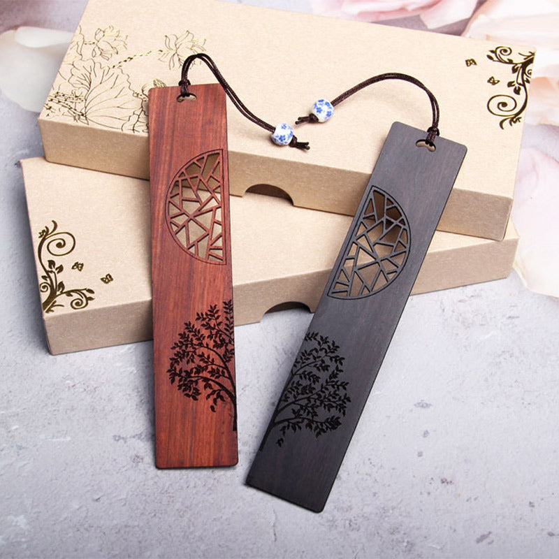Buddha Stones The Tree of Life Ebony Wood Small Leaf Red Sandalwood Bookmarks With Gift Box (Extra 30% Off | USE CODE: FS30)