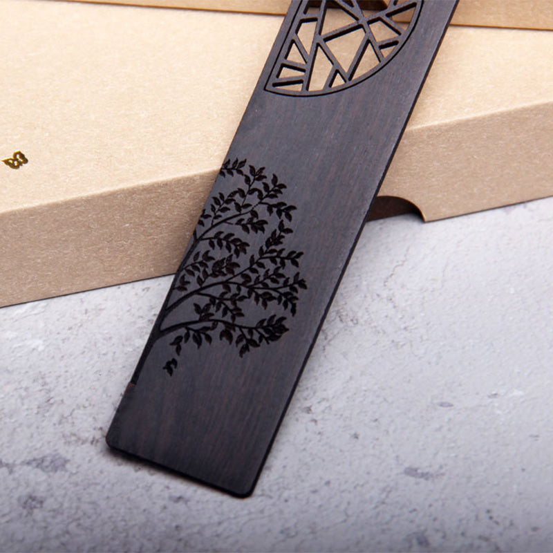Buddha Stones The Tree of Life Ebony Wood Small Leaf Red Sandalwood Bookmarks With Gift Box (Extra 30% Off | USE CODE: FS30)