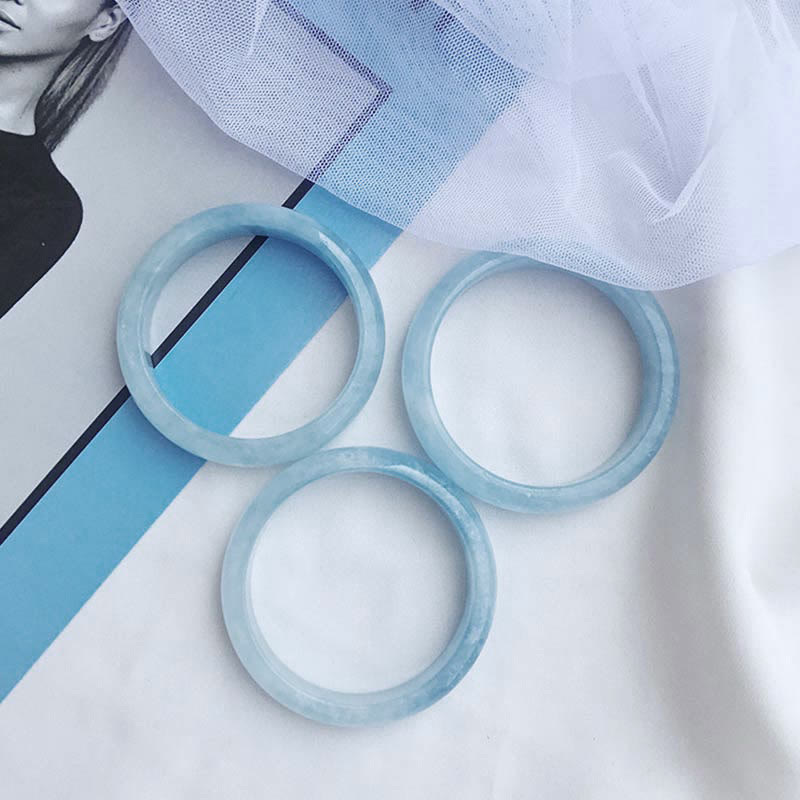 Buddha Stones Natural Aquamarine Blessing Bangle Bracelet (Extra 30% Off | USE CODE: FS30)