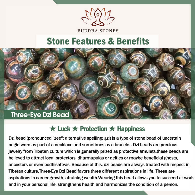 Buddha Stones Bone Beads Vajra Three-eyed Dzi Bead Luck Bracelet