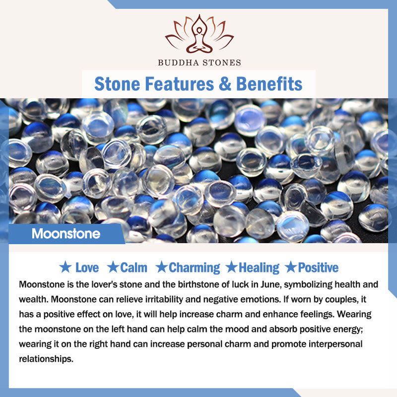 Buddha Stones Peach Moonstone Healing Bracelet