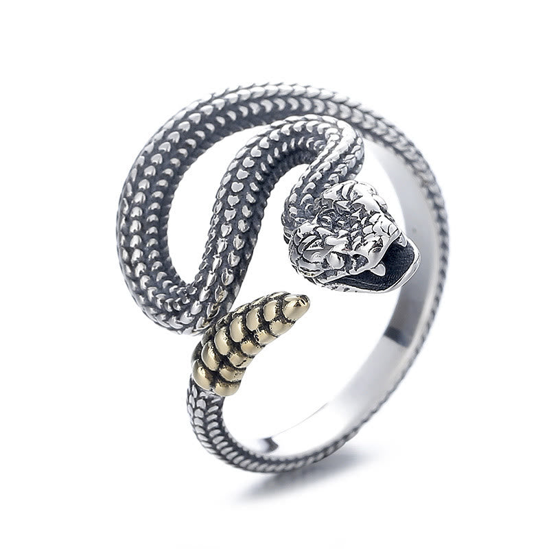 Buddha Stones 925 Sterling Silver Year Of The Snake Calm Balance Adjustable Ring