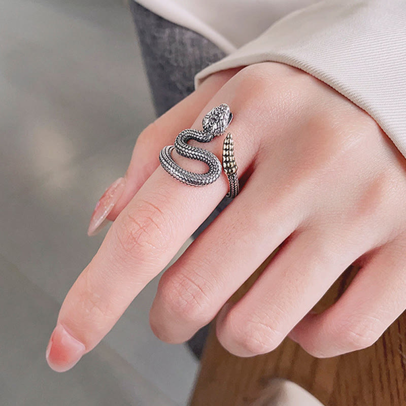 Buddha Stones 925 Sterling Silver Year Of The Snake Calm Balance Adjustable Ring