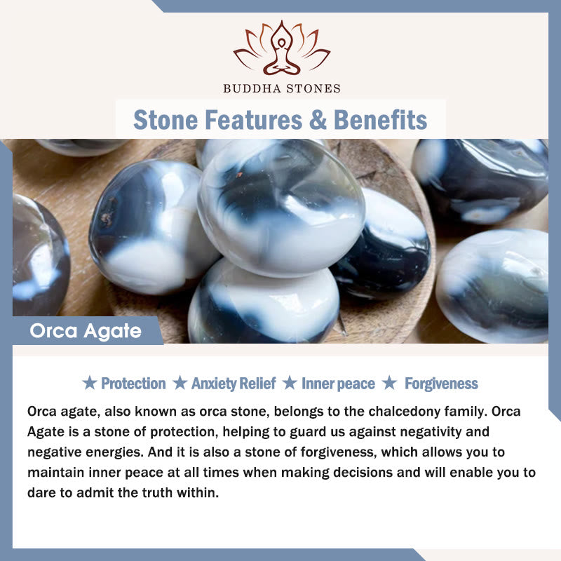 Buddha Stones Orca Agate Protection Bracelet