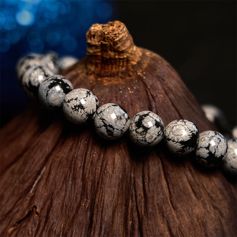 Buddha Stones Snowflake Obsidian Balance Bracelet