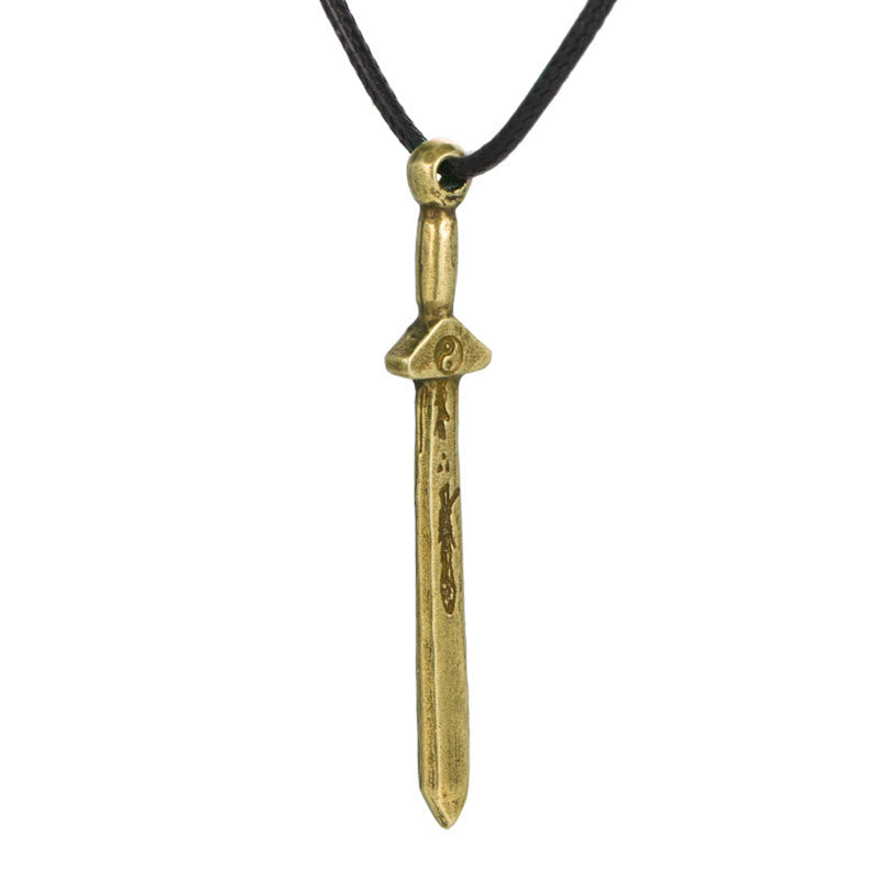 Buddha Stones Vintage Yin Yang Copper Brass Sword Balance Necklace Pendant