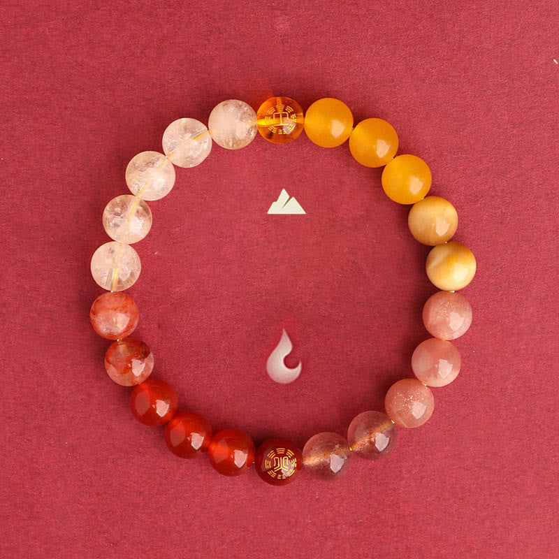 Buddha Stones Five Elements Various Agate Crystal Black Onyx Green Chalcedony Aquamarine Wisdom Bracelet