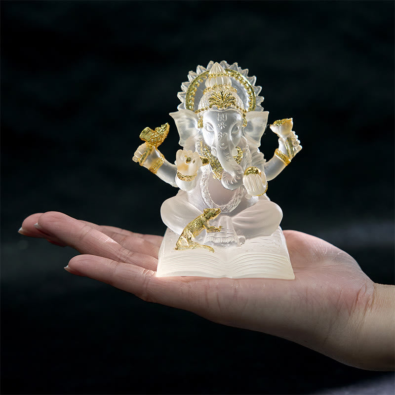 Buddha Stones Transparent White Ganesh Ganpati Elephant Statue Protection Home Resin Decoration