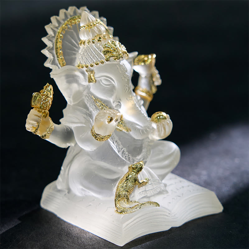 Buddha Stones Transparent White Ganesh Ganpati Elephant Statue Protection Home Resin Decoration