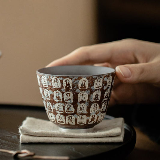 Buddha Stones Ten Thousand Buddha Poems Teacup Kung Fu Tea Cup 100ml With Gift Box