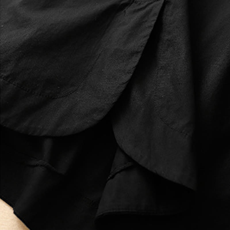 Buddha Stones Summer Plain Crew Neck Simple Short Sleeve Design Midi Dress With Pockets