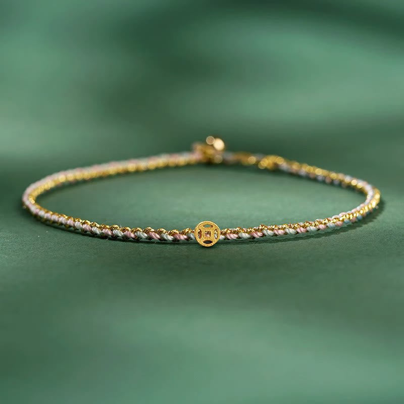 FREE Today: Luck Strength Colorful Rope Coin Bead Extra Thin Braided Bracelet