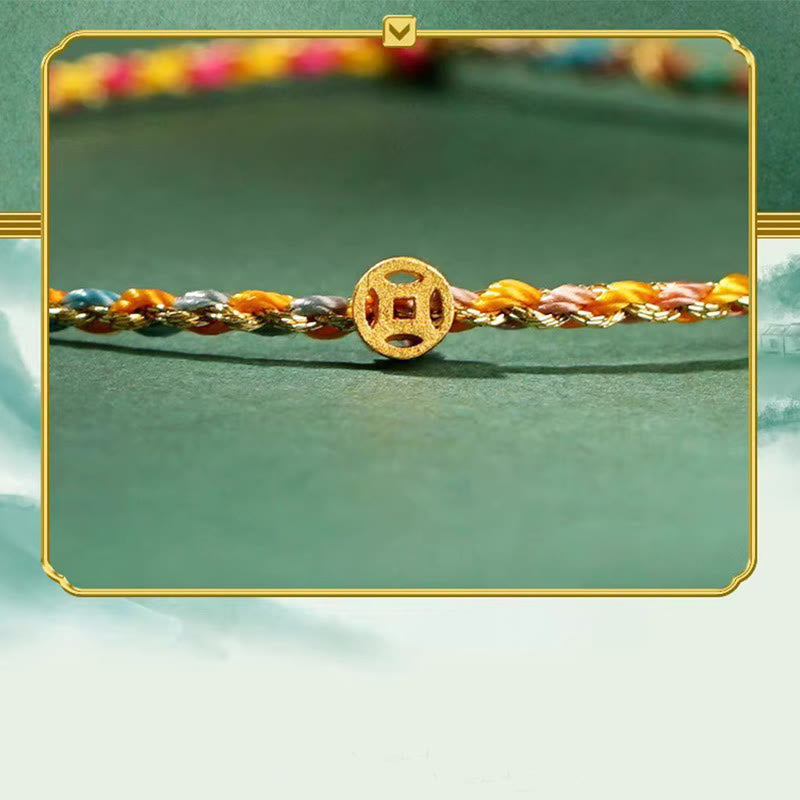 FREE Today: Luck Strength Colorful Rope Coin Bead Extra Thin Braided Bracelet