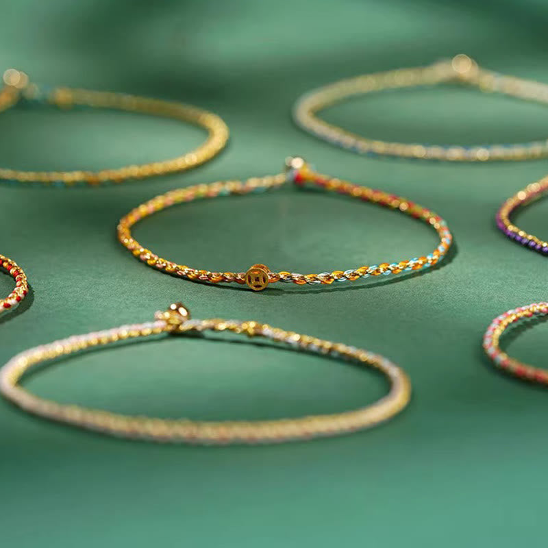 FREE Today: Luck Strength Colorful Rope Coin Bead Extra Thin Braided Bracelet