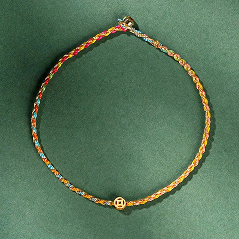 FREE Today: Luck Strength Colorful Rope Coin Bead Extra Thin Braided Bracelet