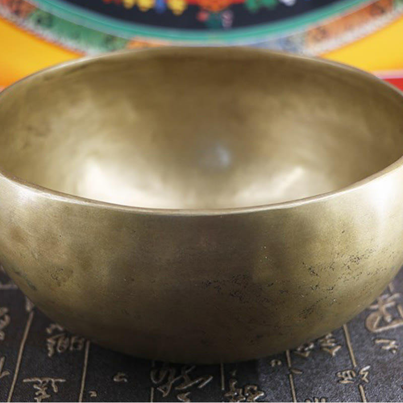 Buddha Stones Handmade Nepal Golden Singing Bowl Simple Design for Healing and Meditation Sound Bowl Set