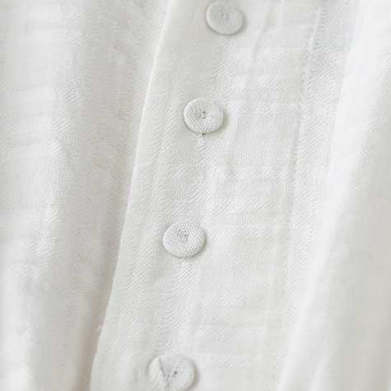 Buddha Stones Retro Solid Color Drawstring Frog-Button Design Long Sleeve Cotton Linen Midi Dress With Pockets