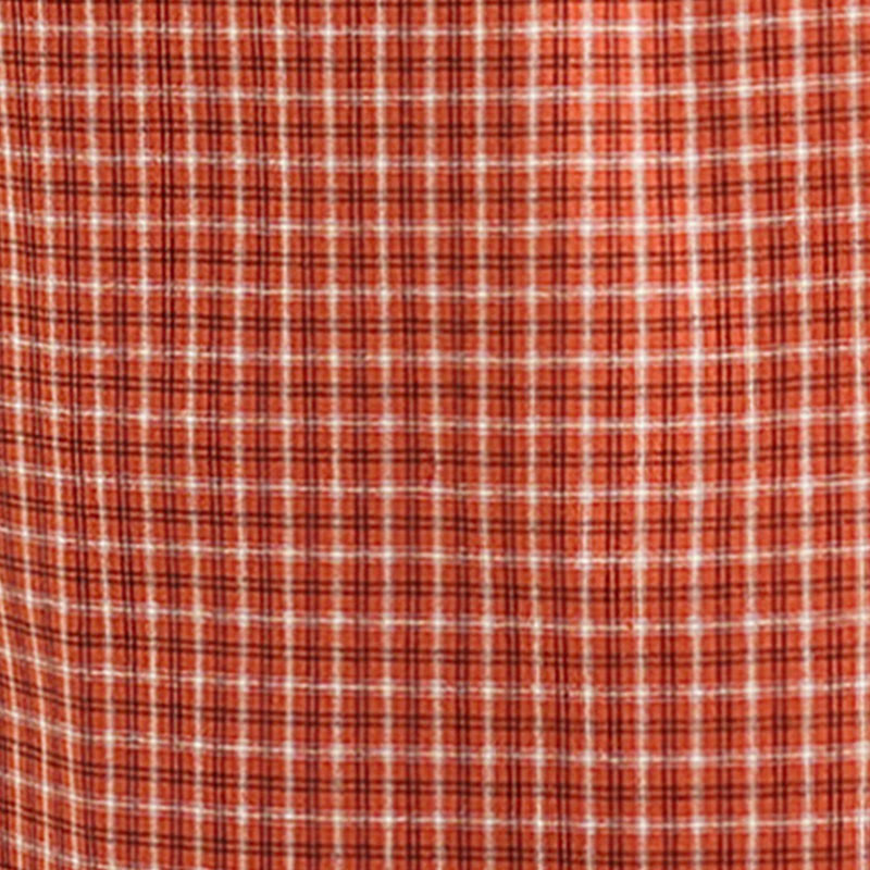 Buddha Stones Commute Plaid Pattern Simple Design Cotton Linen Short Sleeve Midi Dress With Pockets
