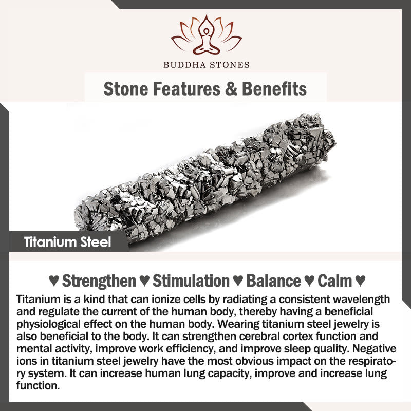 Buddha Stones Geometric Leather Titanium Steel Strengthen Buckle Bracelet