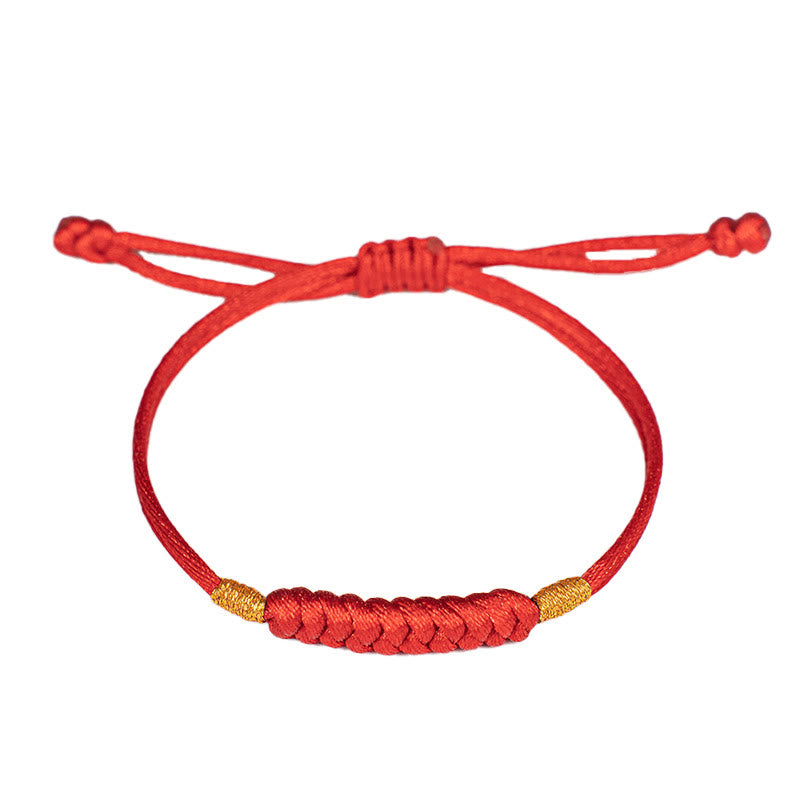 Buddha Stones Handmade Braided Red String Happy Knot Flat Knot Colorful Rope Bracelet